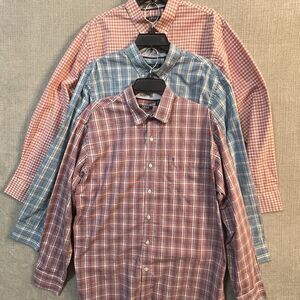Men's LOT OF 3 Izod Long Sleeve Button Down Shirts SIZE L Large Plaid
